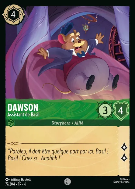 Dawson - Assistant de Basil, carte Disney Lorcana CH6-077 — extension La Mer Azurite