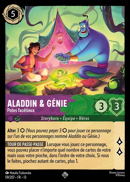 Aladdin & Génie - Potes facétieux, carte Disney Lorcana CH13-059 — extension Invasion Epineuse!