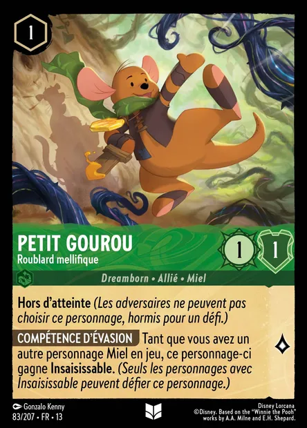 Petit Gourou - Roublard mellifique, carte Disney Lorcana CH13-083 — extension Invasion Epineuse!