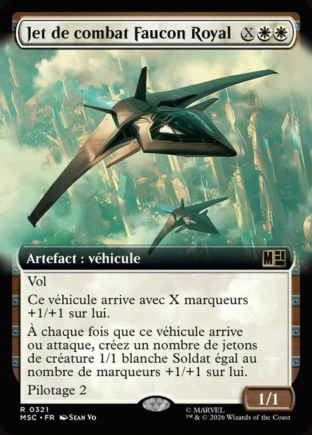 Jet de combat Faucon Royal, carte Magic MSC 321 — extension Marvel Super Heroes Commander