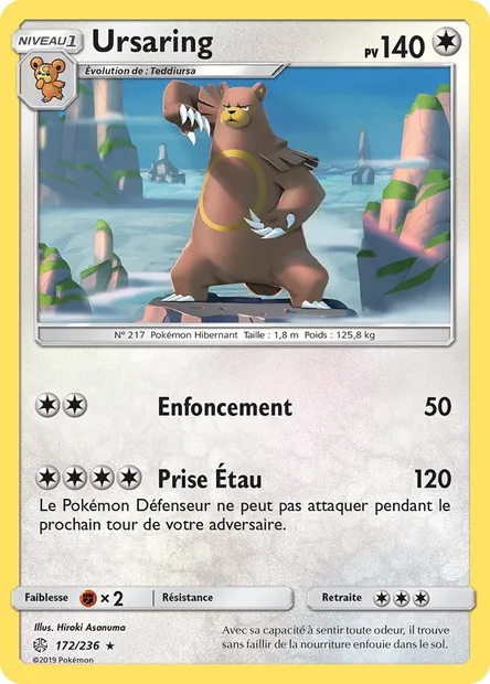 Ursaring, carte Pokémon CEC 172 — extension Éclipse Cosmique