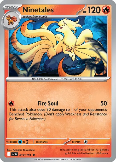 Ninetales, Pokémon card SSP 017 — Surging Sparks set