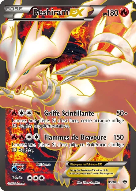 Reshiram-EX, carte Pokémon NXD 95 — extension Destinées Futures