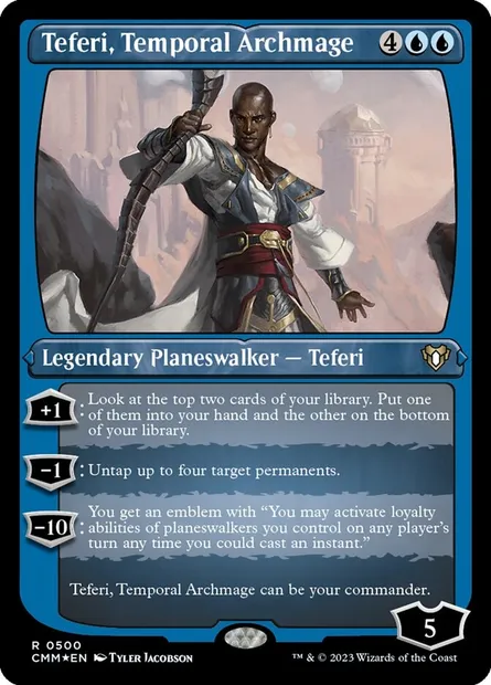 Teferi, Temporal Archmage, Magic card CMM 500 — Commander Masters set