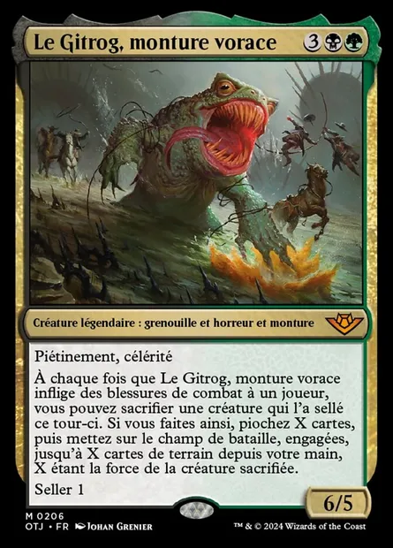 Le Gitrog, monture vorace, carte Magic OTJ 206 — extension Outlaws of Thunder Junction