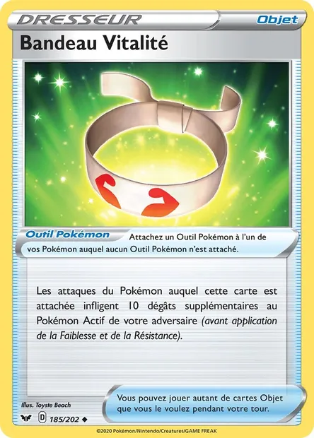 Bandeau Vitalité, carte Pokémon SSH 185 — extension Épée et Bouclier