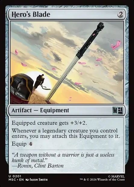 Hero's Blade, Magic card MSC 201 — Marvel Super Heroes Commander set