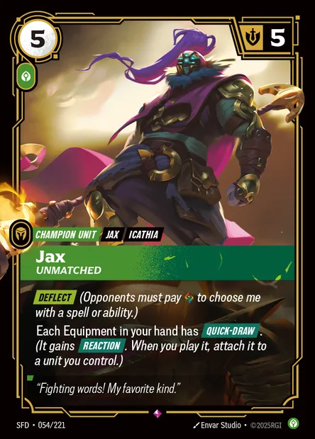 Jax, carte Riftbound SFD 054 — extension Spiritforged