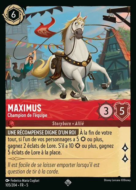 Maximus - Champion de l'équipe, carte Disney Lorcana CH5-105 — extension Ciel Scintillant