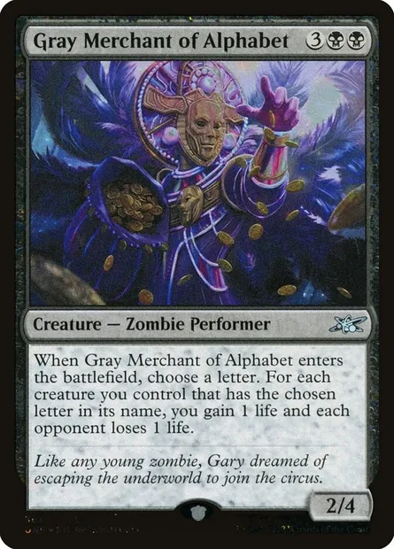 Gray Merchant of Alphabet, carte Magic UNF 361 — extension Unfinity