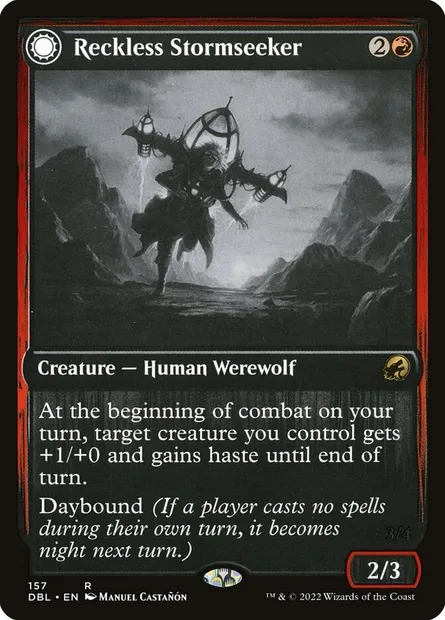 Reckless Stormseeker // Storm-Charged Slasher, Magic card DBL 157 — Innistrad: Double Feature set