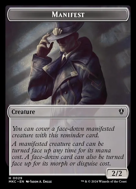 Manifest, carte Magic TMKC 29 — extension Murders at Karlov Manor Commander Tokens