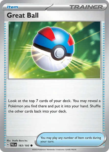 Great Ball, Pokémon card PAL 183 — Paldea Evolved set