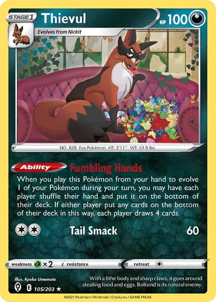 Thievul, Pokémon card EVS 105 — Evolving Skies set
