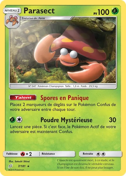Parasect, carte Pokémon TEU 7 — extension Duo de Choc