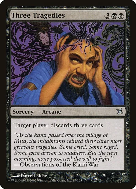 Trois tragédies, carte Magic BOK 87 — extension Traîtres de Kamigawa