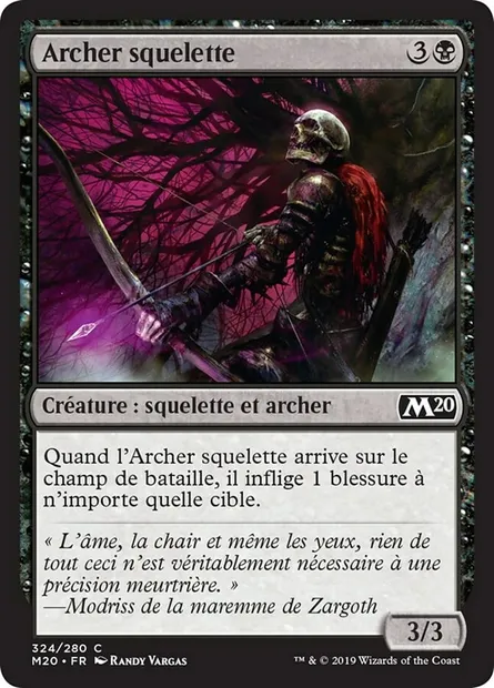 Archer squelette, carte Magic M20 324 — extension Core Set 2020