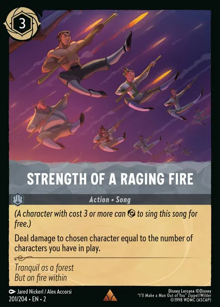Strength of a Raging Fire, Disney Lorcana card CH2-201 — Rise of the Floodborn set