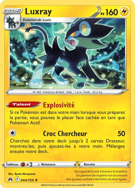 Luxray, carte Pokémon CRZ 044 — extension Zénith Suprême