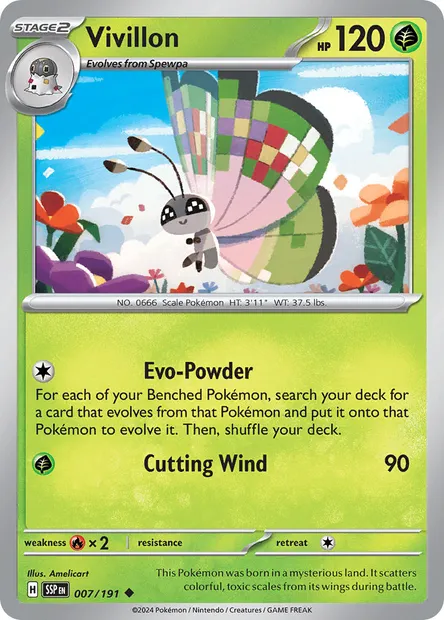 Vivillon, Pokémon card SSP 007 — Surging Sparks set