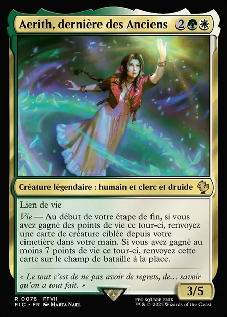 Aerith, dernière des Anciens, carte Magic FIC 76 — extension Final Fantasy Commander
