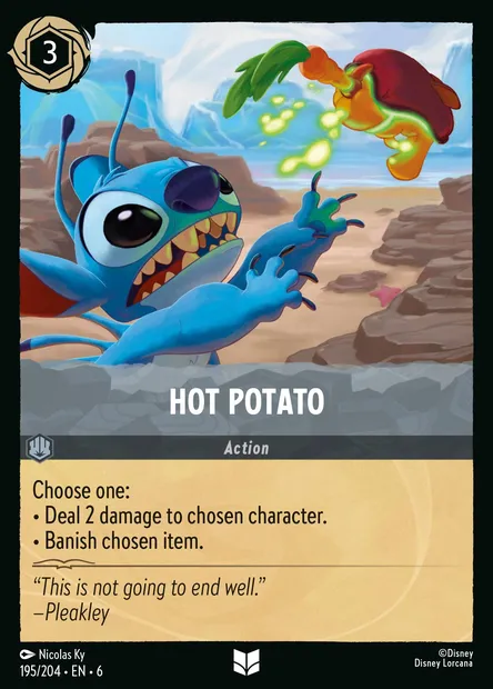 Hot Potato, Disney Lorcana card CH6-195 — Azurite Sea set