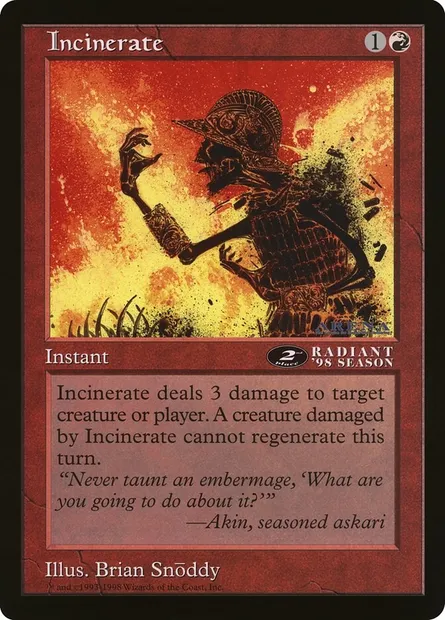 Incinération, carte Magic OLEP 43 — extension Oversized League Prizes