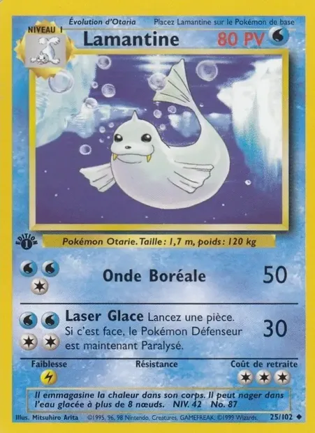 Lamantine, carte Pokémon BS 25 — extension Set de Base