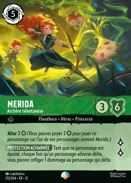 Merida - Archère talentueuse, carte Disney Lorcana CH12-213 — extension Contrées Inconnues