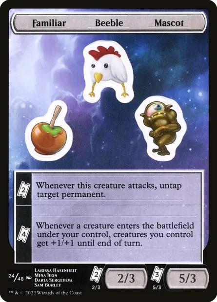 Familiar Beeble Mascot, carte Magic SUNF 24 — extension Unfinity Sticker Sheets