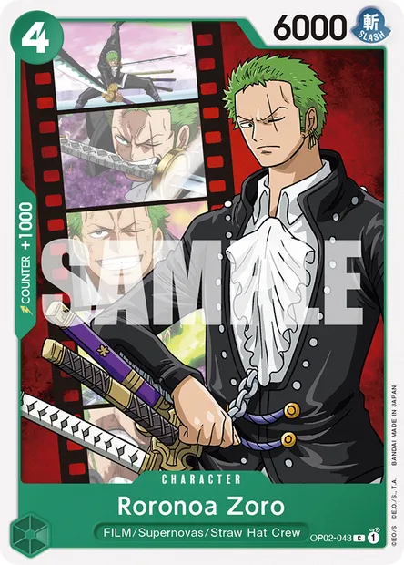 Roronoa Zoro, One Piece card OP02-043 — PARAMOUNT WAR set