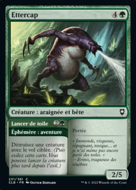 Ettercap // Lancer de toile, carte Magic CLB 231 — extension Commander Légendes : la bataille de la Porte de Baldur