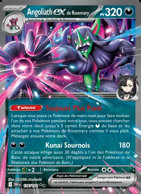 Angoliath-ex de Rosemary, carte Pokémon DRI 136 — extension Rivalités Destinées
