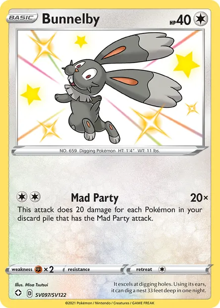Bunnelby, Pokémon card SHF SV097 — Shining Fates set
