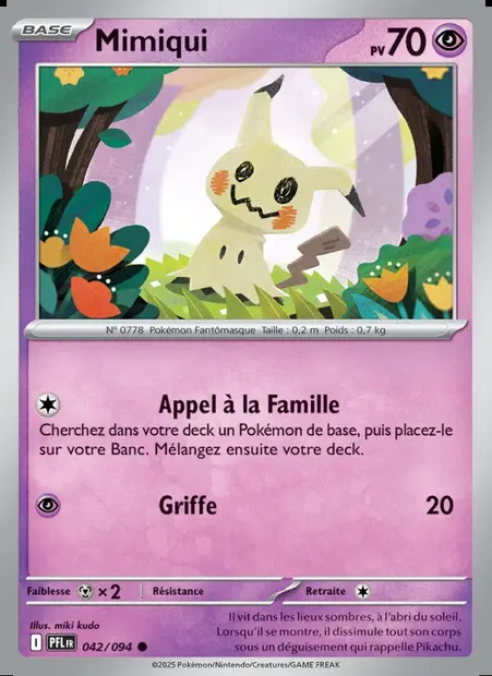 Mimiqui, carte Pokémon PFL 042 — extension Flammes Fantasmagoriques