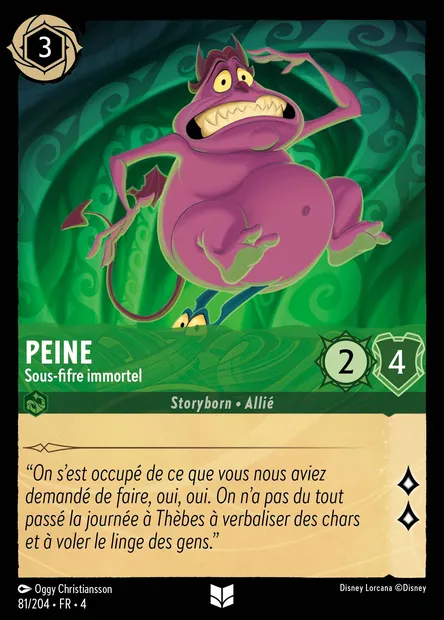 Peine - Sous-fifre immortel, carte Disney Lorcana CH4-081 — extension Le Retour d'Ursula