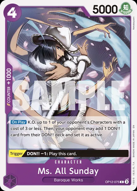 Ms. All Sunday, One Piece card OP12-075 — LEGACY OF THE MASTER set
