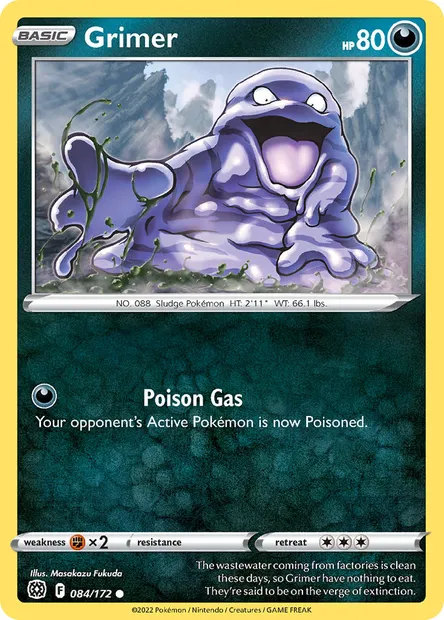 Grimer, Pokémon card BRS 084 — Brilliant Stars set
