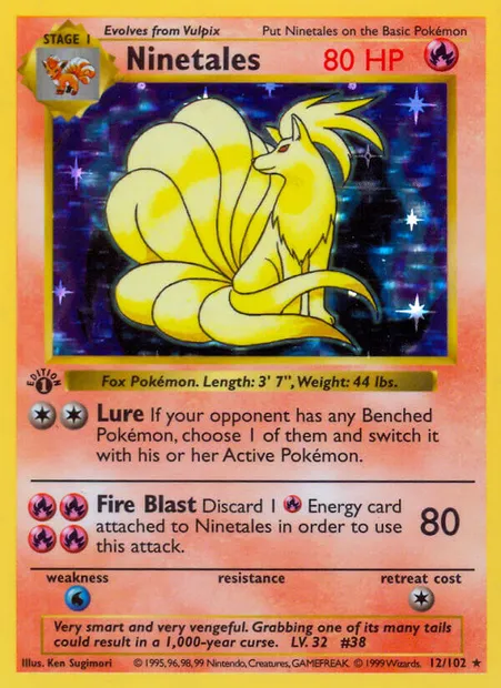 Ninetales, Pokémon card BS 12 — Base Set set