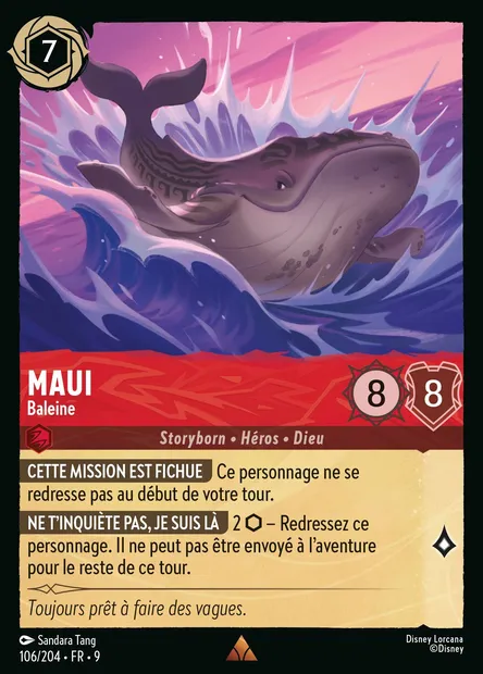 Maui - Baleine, carte Disney Lorcana CH9-106 — extension Fabuleux