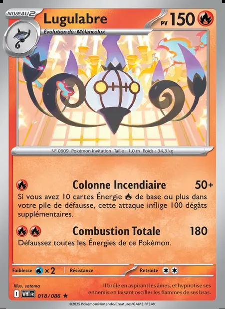 Lugulabre, carte Pokémon WHT 018 — extension Flamme Blanche