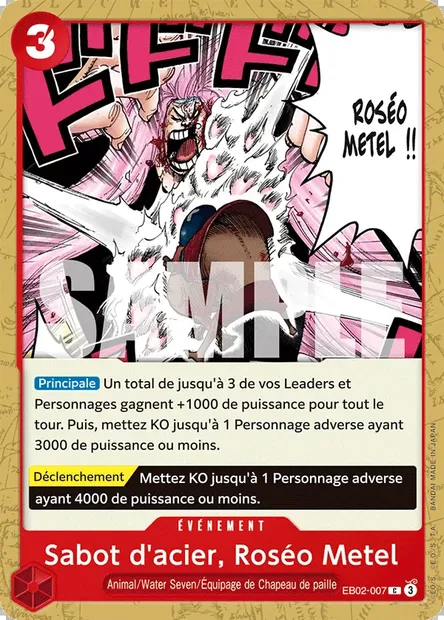 Sabot d'acier, Roséo Metel, carte One Piece EB02-007 — extension Anime 25th Collection