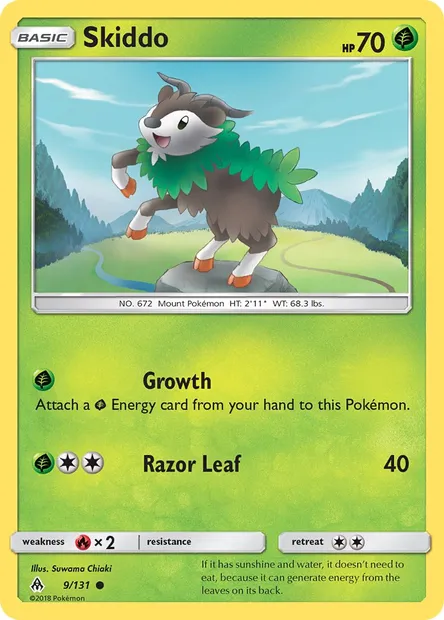 Skiddo, Pokémon card FLI 9 — Forbidden Light set