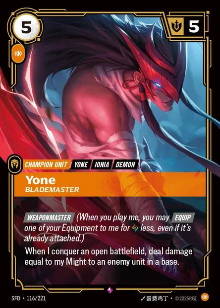 Yone, Riftbound card SFD 116 — Spiritforged set