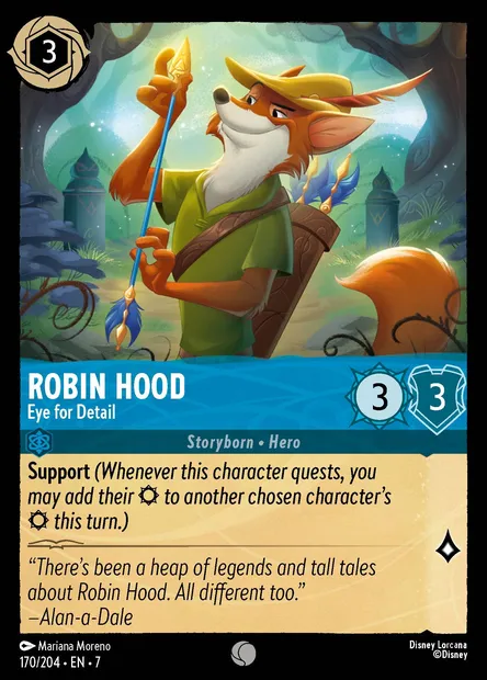 Robin Hood - Eye for Detail, Disney Lorcana card CH7-170 — Archazia's Island set