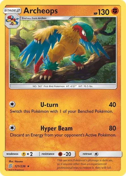 Archeops, Pokémon card UNM 121 — Unified Minds set