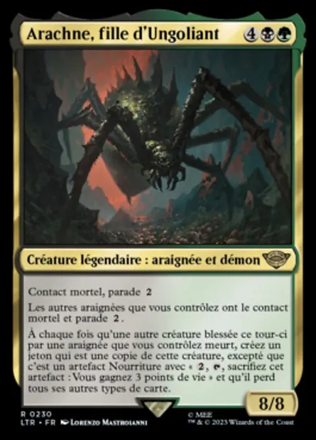 Arachne, fille d'Ungoliant, carte Magic LTR 230 — extension Le Seigneur des Anneaux : chroniques de la Terre du Milieu