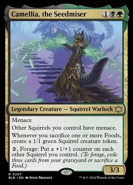 Camellia, the Seedmiser, Magic card BLB 207 — Bloomburrow set