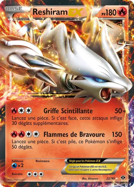 Reshiram-EX, carte Pokémon NXD 22 — extension Destinées Futures