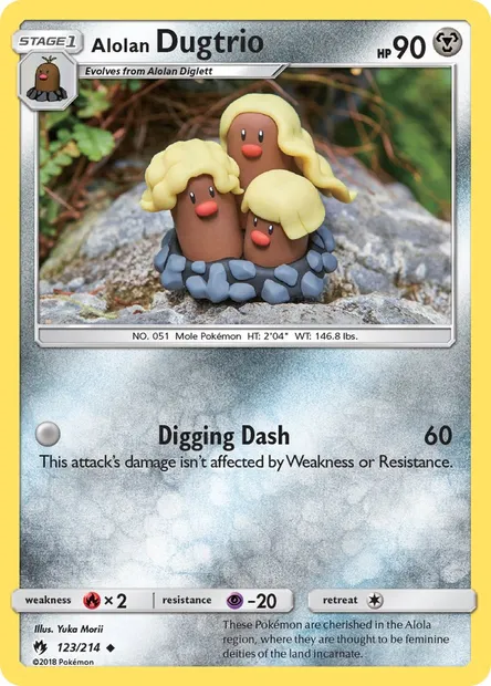 Alolan Dugtrio, Pokémon card LOT 123 — Lost Thunder set